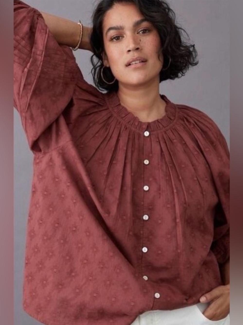 CLEOBELLA Medium Antonia Burgundy Romantic Peasant Blouse